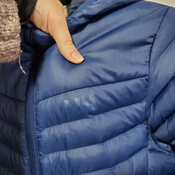 HELLY HANSEN Fernie Hooded Insulator Long Puffer Jacket Coat Navy Blue Womens XS - Picture 4 of 16